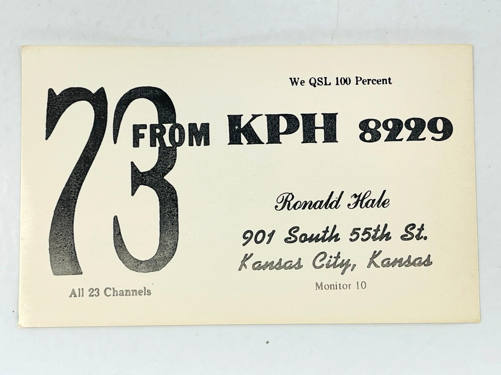 Vintage QSL Card Ham CB Amateur Radio Ronald Hale Kansas City KPH 8229 Signed