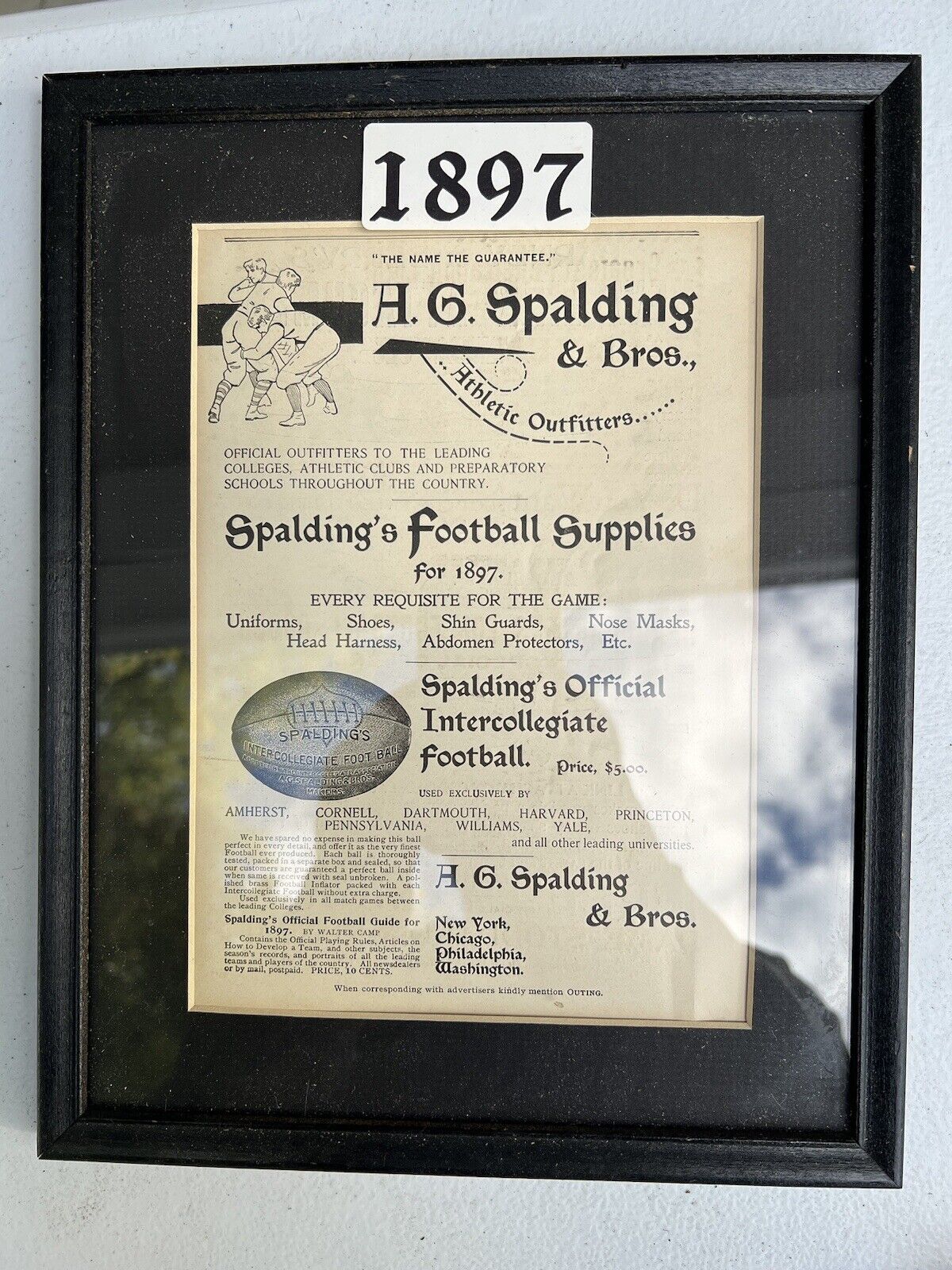 1897 Vintage Spalding Football Supplies Poster Framed Antique Illustration