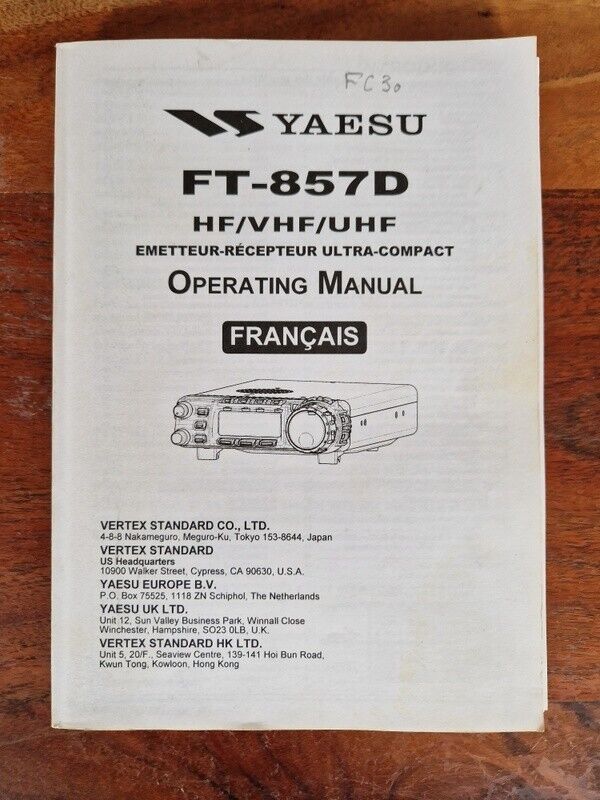 Yaesu FT-857D Instruction Manual Notice Transmitter Radio Receiver