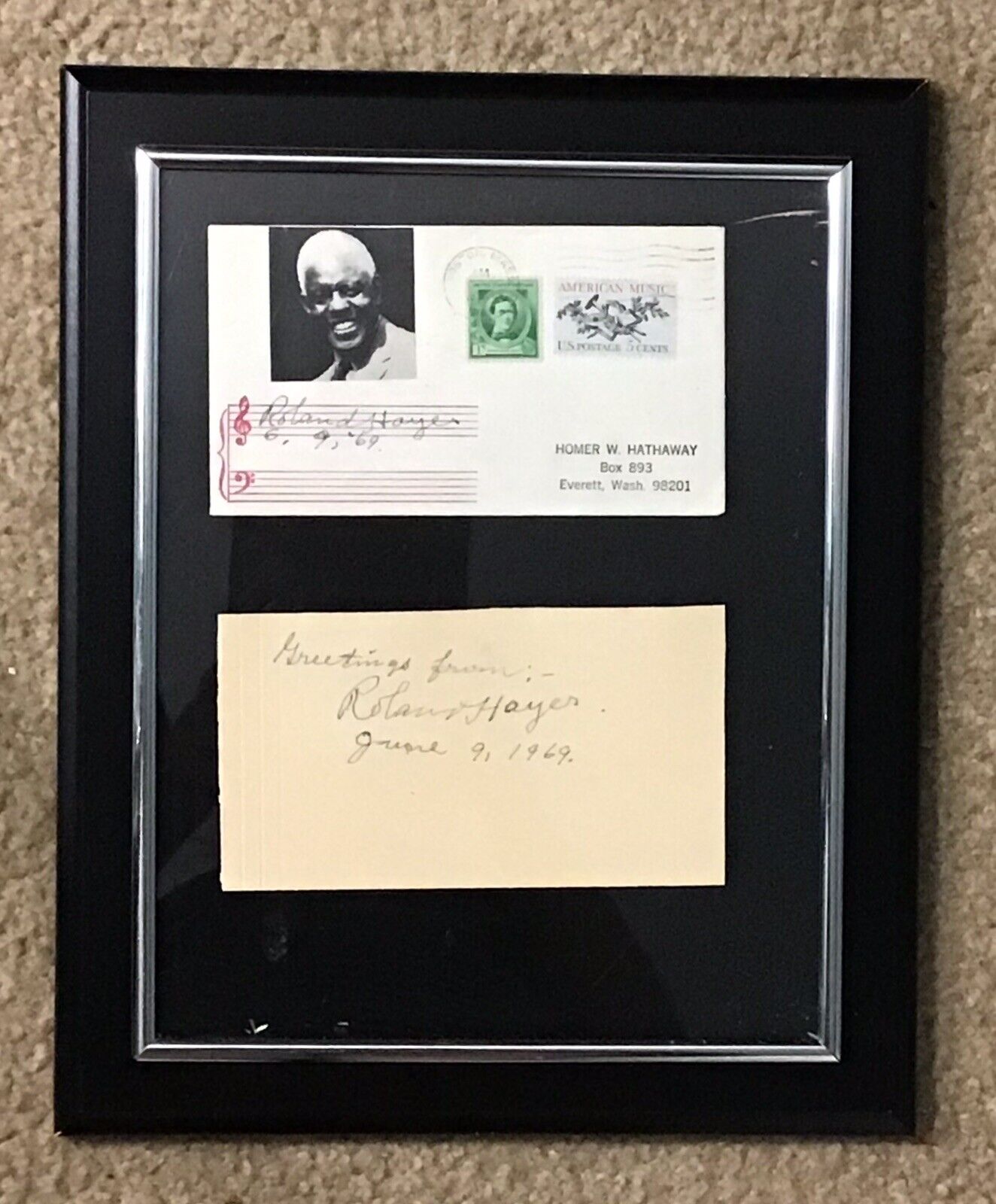 Rare 2 Autographs by Roland Hayes (1887-1977)