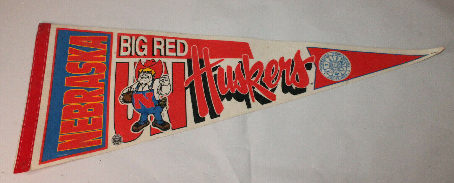 Vintage Nebraska Big Red Huskers Sports Pennant Flag Rare College NCAA 30\'\'