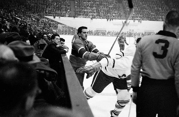 Montreal Canadiens Maurice Rocket Richard In Action 1955 Old Ice Hockey Photo