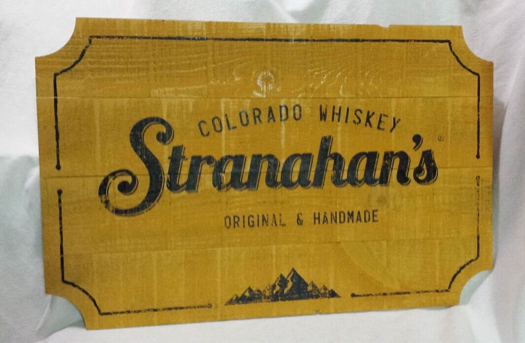 Stranahan\'s Colorado Whiskey Distillery Wooden Sign Advertising Yellow Bar Decor