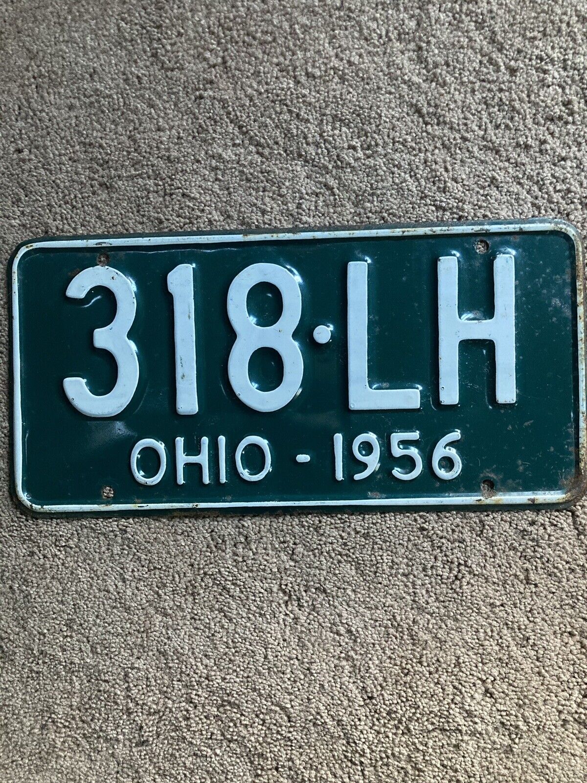 1956 Ohio License Plate -  318 LH - Nice