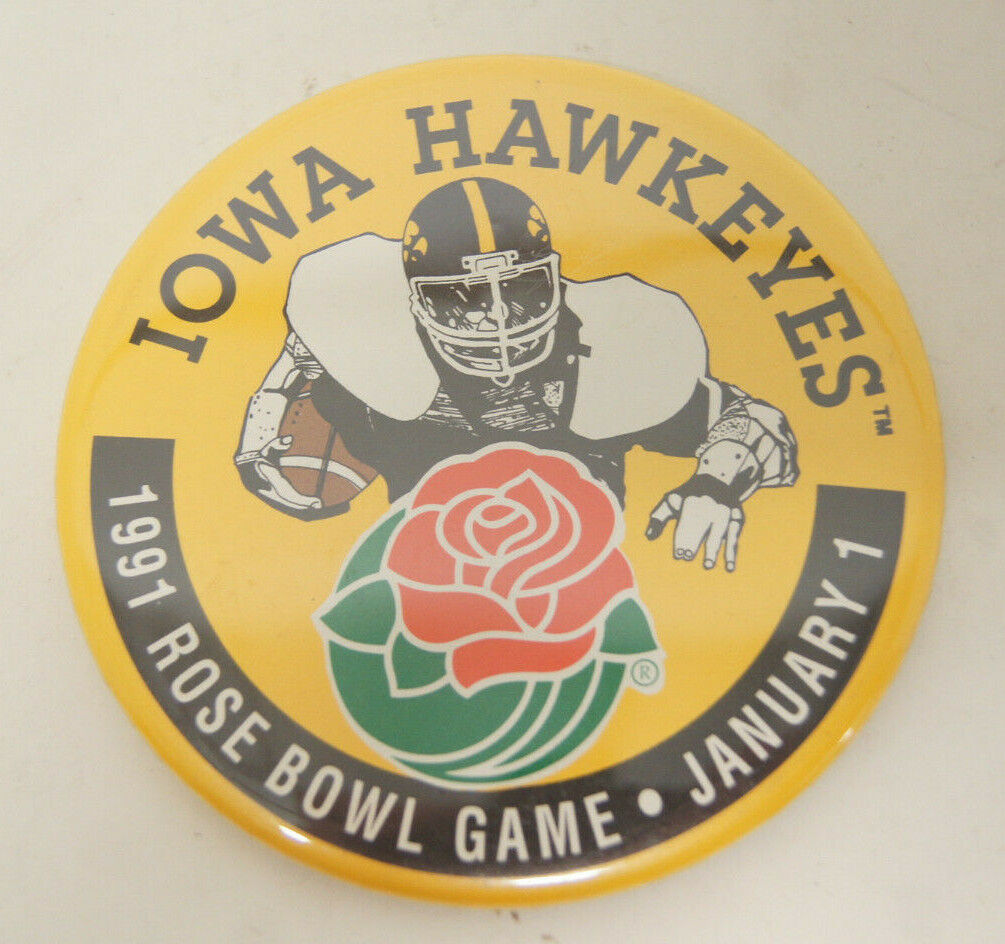 Iowa Hawkeyes 1991 Rose Bowl College Football Button Badge Pinback - 3.5\