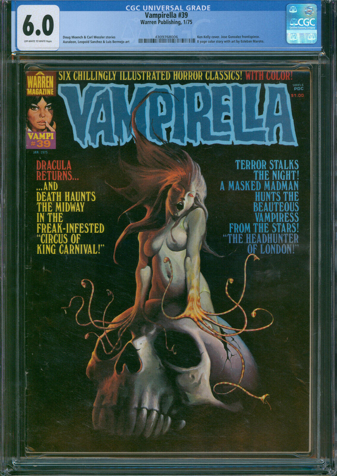 Vampirella #39 Ken Kelly Cover Warren Publishing 1975 CGC 6.0