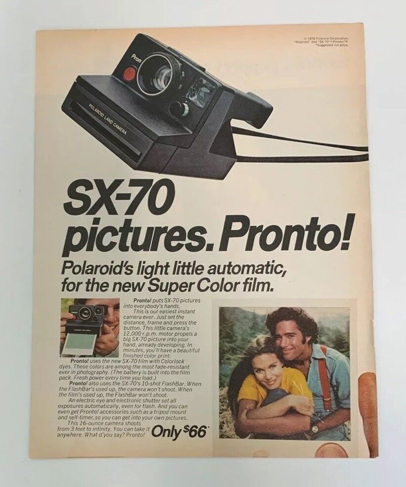 1976 Polaroid SX-70 Land Camera Print Ad Vintage Original Advertisement