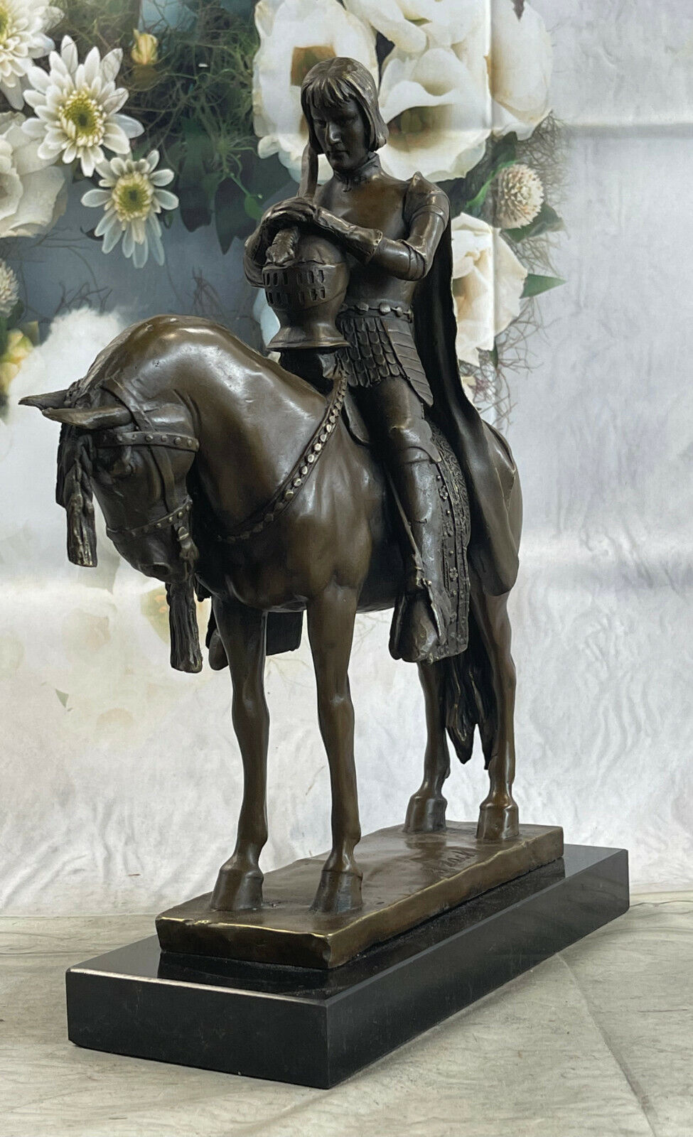 New King Arthur On Horse Figurine Sculpture Bronze European Made Home Art