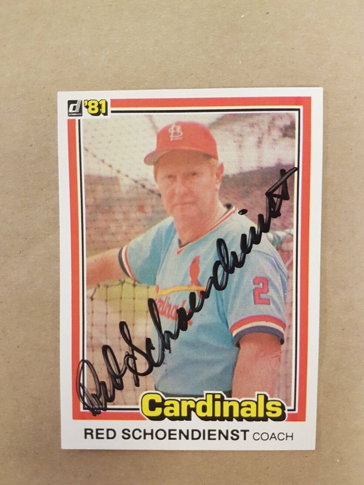 Red Schoendienst 431 Dunruss 1981 Autograph SPORTS signed Baseball card MLB