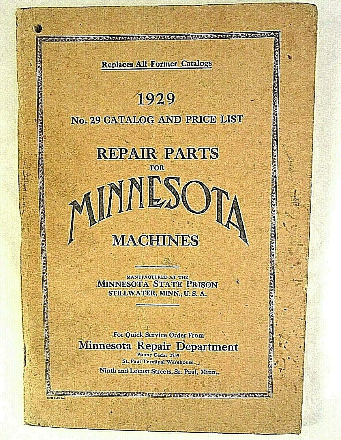 1929 Farm implement Catalog Minnesota Machines Mn State Prison  Agriculture