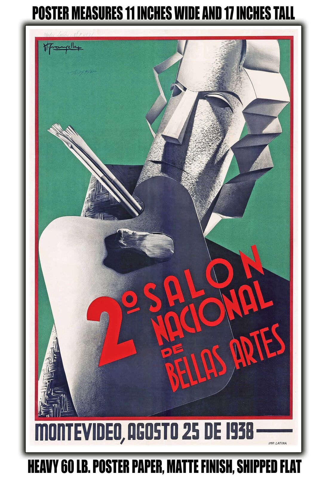 11x17 POSTER - 1938 2nd national salon of fine arts Montevideo