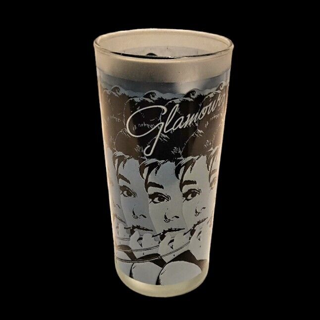 Vtg Audrey Hepburn Breakfast At Tiffany\'s Blue Ice Tea Collins Drinking Glass