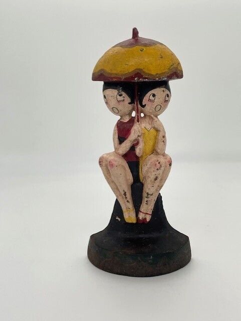Antique HUBLEY BATHING BEAUTIES Doorstop by Anne Fish (MARKED FISH)