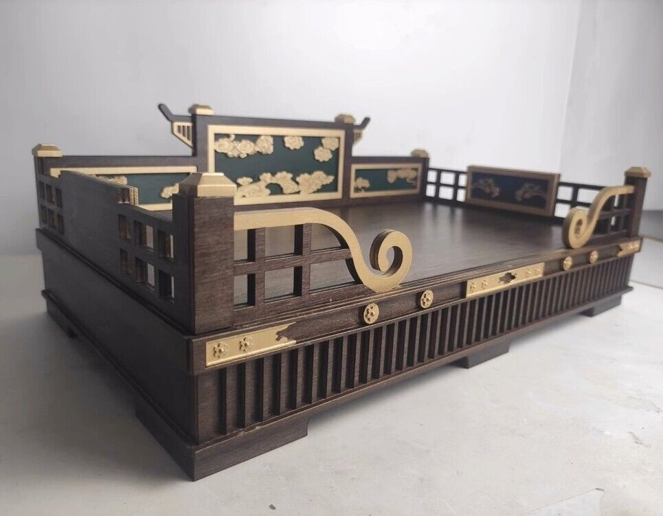 Chinese Traditional Wood Scene Bed Display Miniature Toy Mahogany Collection