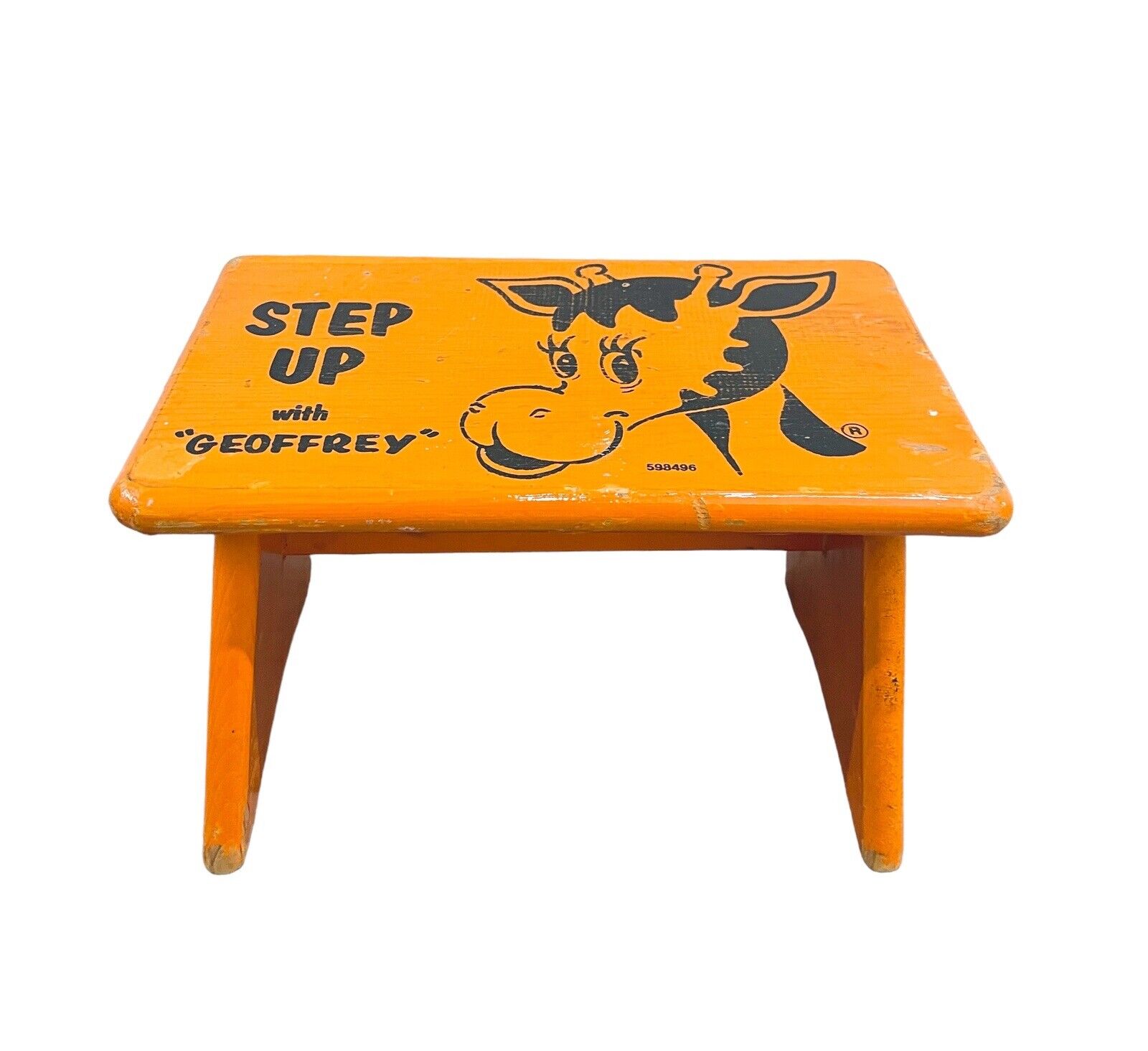 Vintage Toys R Us Geoffrey Giraffe Step Up Wood Stool Orange