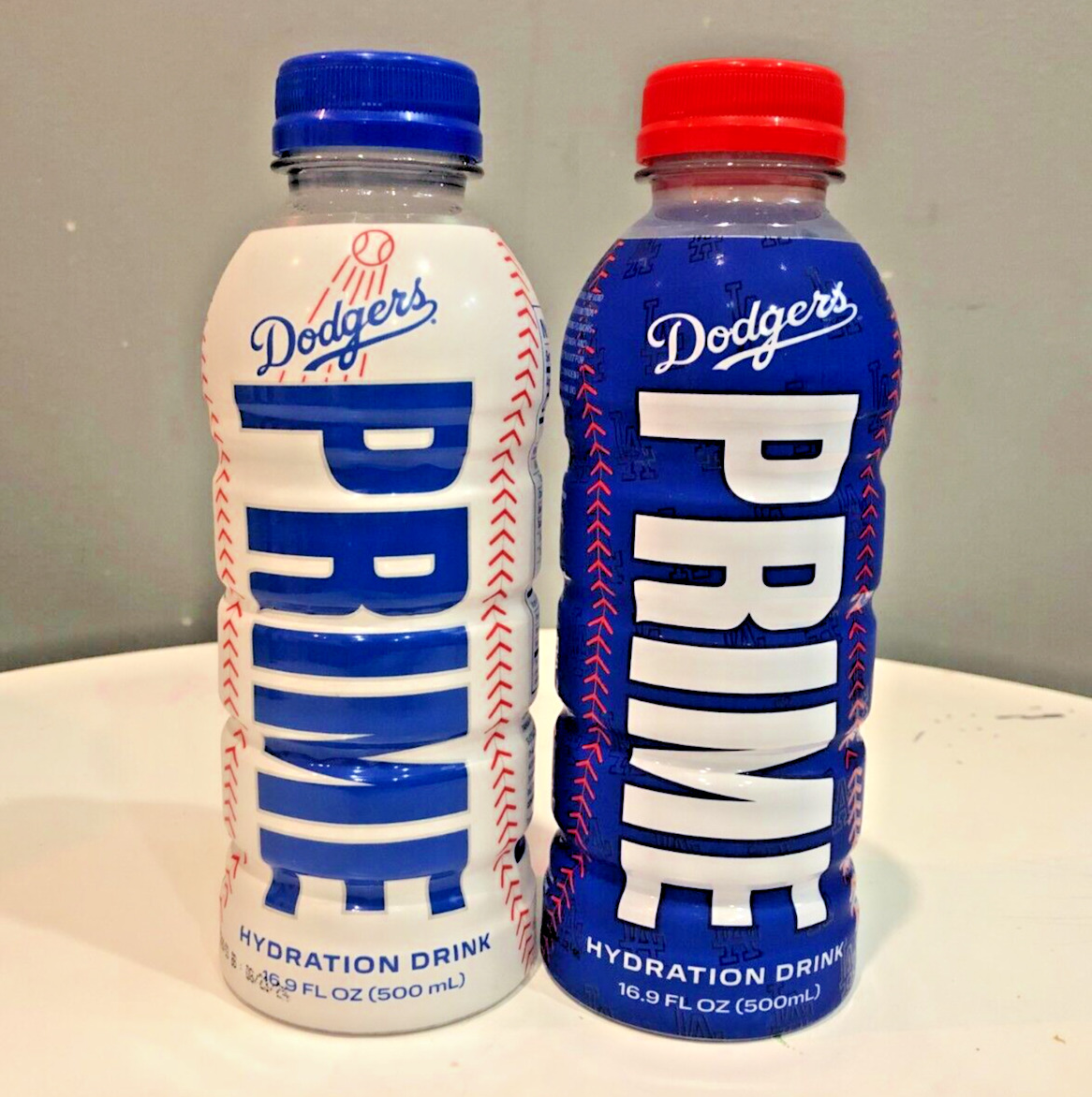 2 Rare Sealed Prime Hydration Drink Limited LA DODGERS WHITE + BLUE 