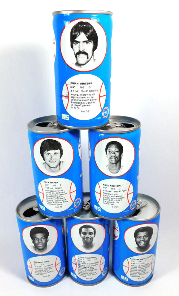 Lot of (6) 1979-80 Royal Crown Cola Basketball RC Cans BV$98