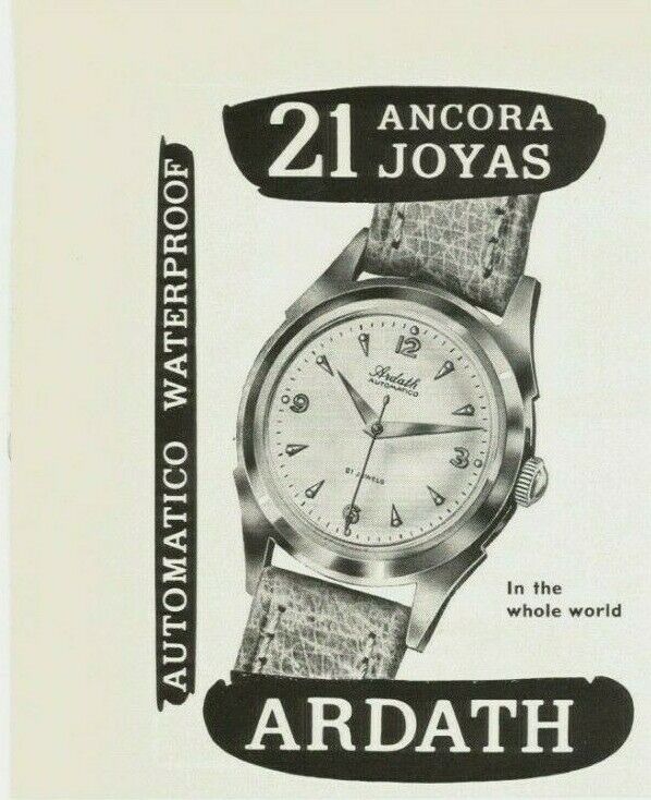 1953 vintage print ad ARDATH AUTOMATIC Swiss Suisse watch  MID CENTURY ART