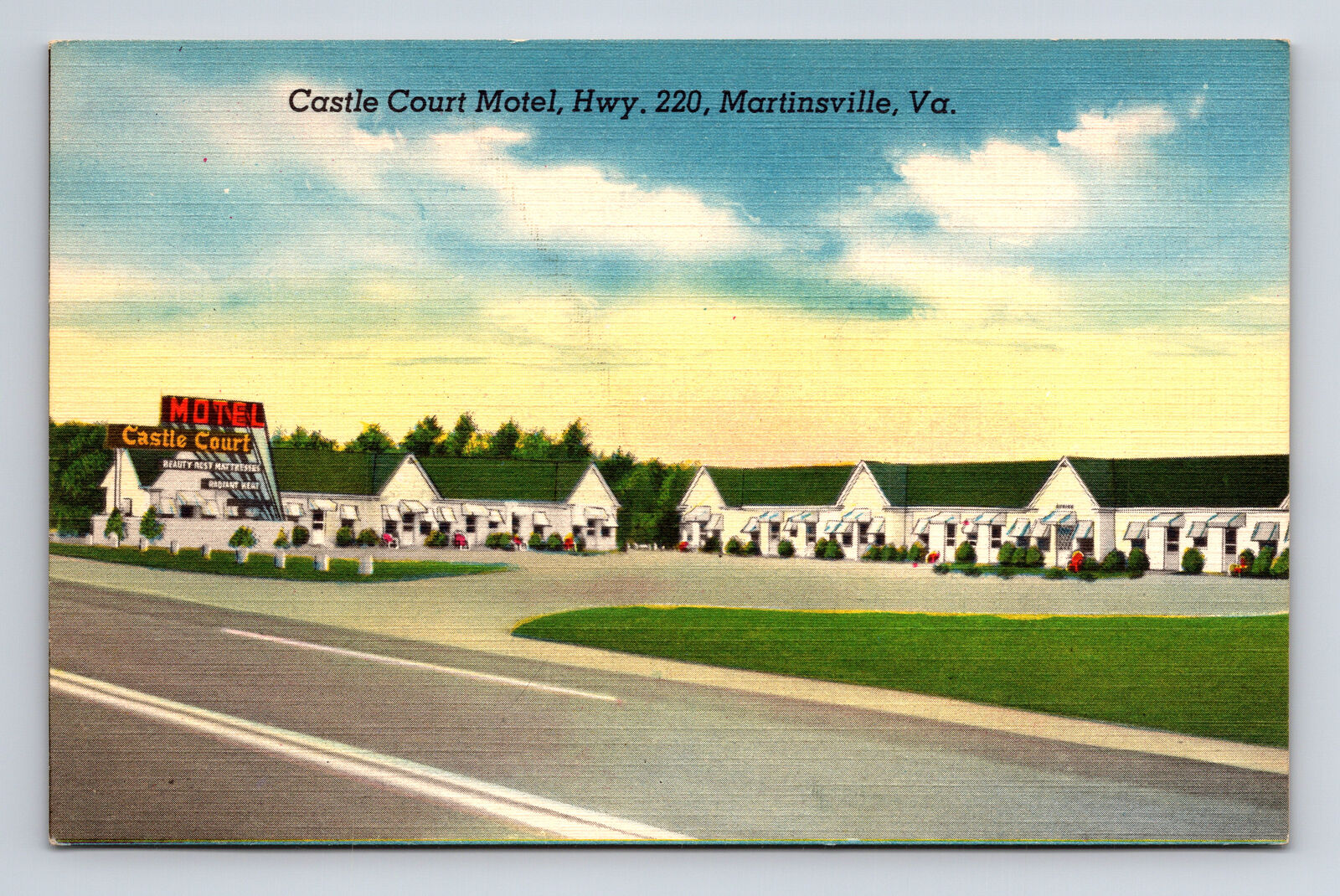 Castle Court Motel Hwy 220 Martinsville Virginia VA Roadside America Postcard