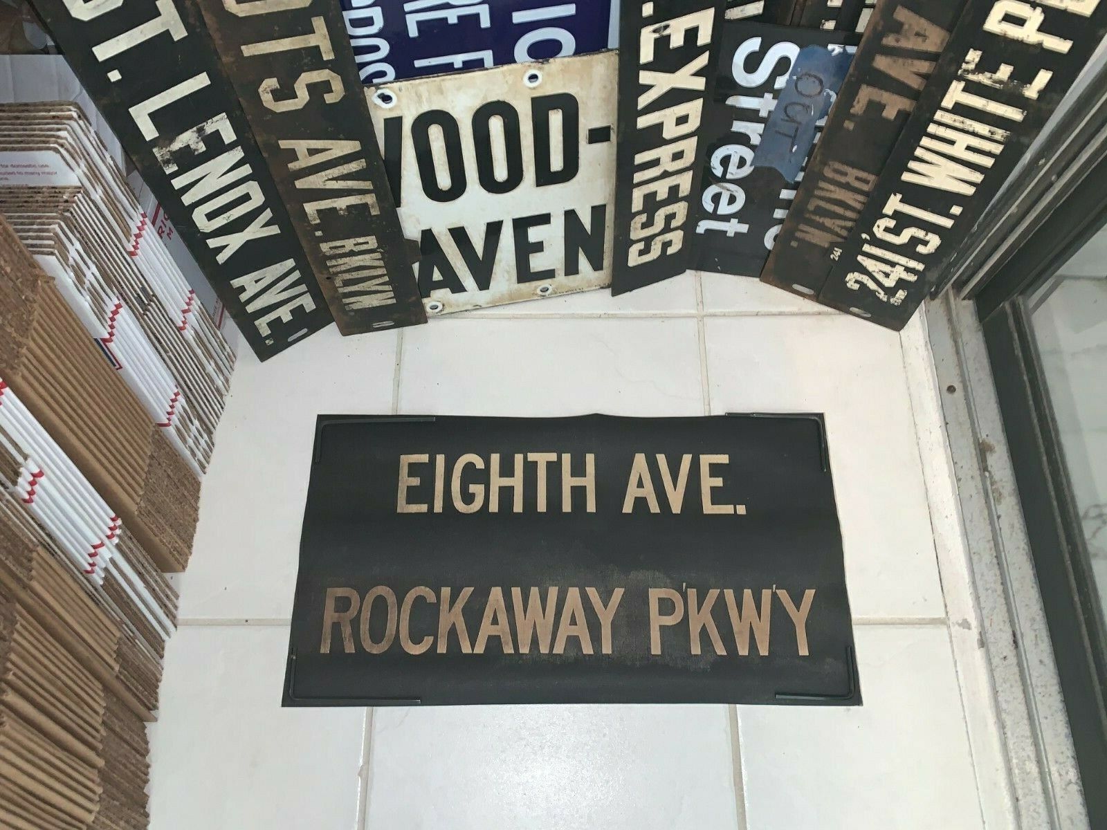 NYC SUBWAY ROLL SIGN ROCKAWAY PARKWAY EIGHTH AVE CANARSIE GLENWOOD ROAD BROOKLYN