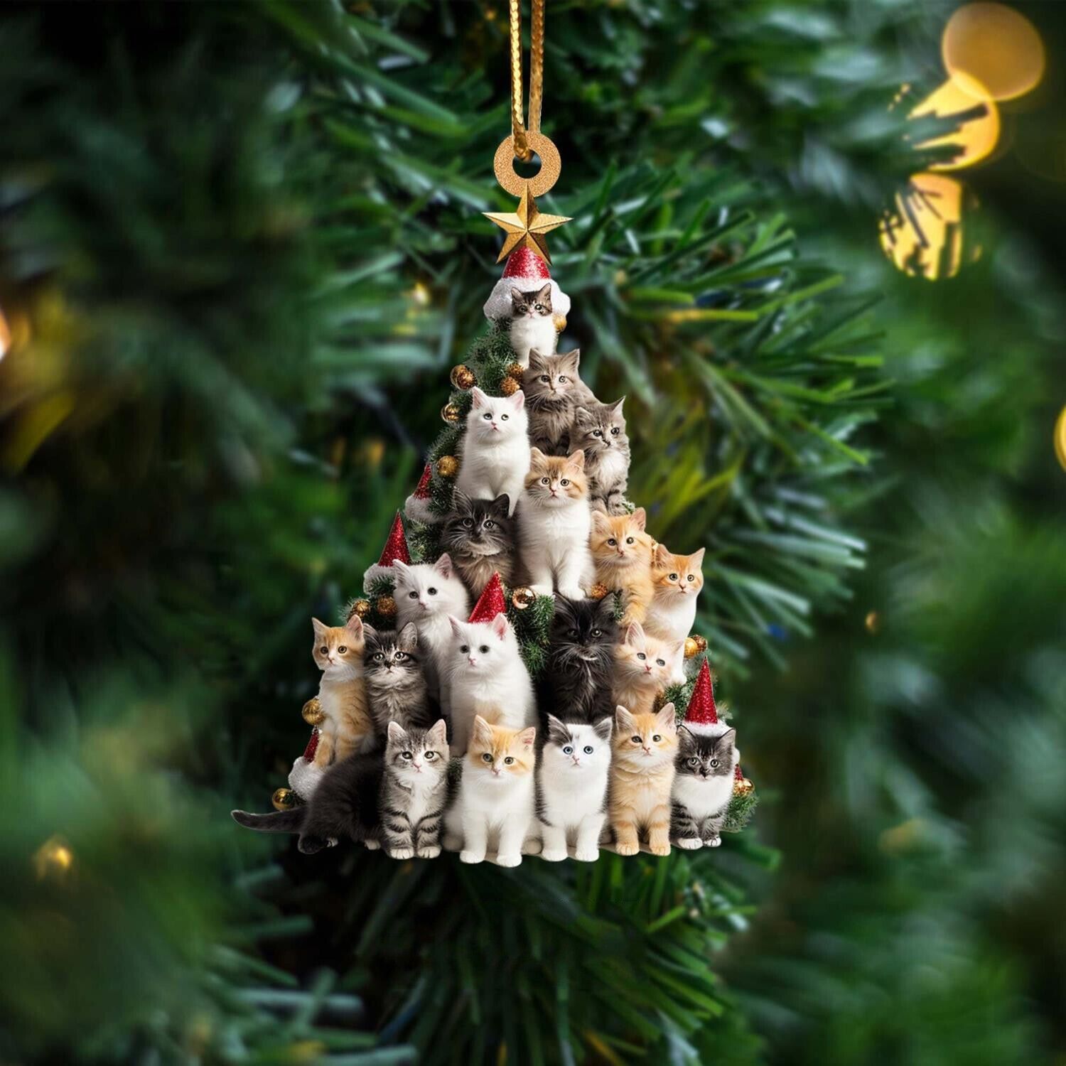 Christmas Cat Tree Ornament, Funny Cats Ornament, Christmas Gifts, Pets Ornament