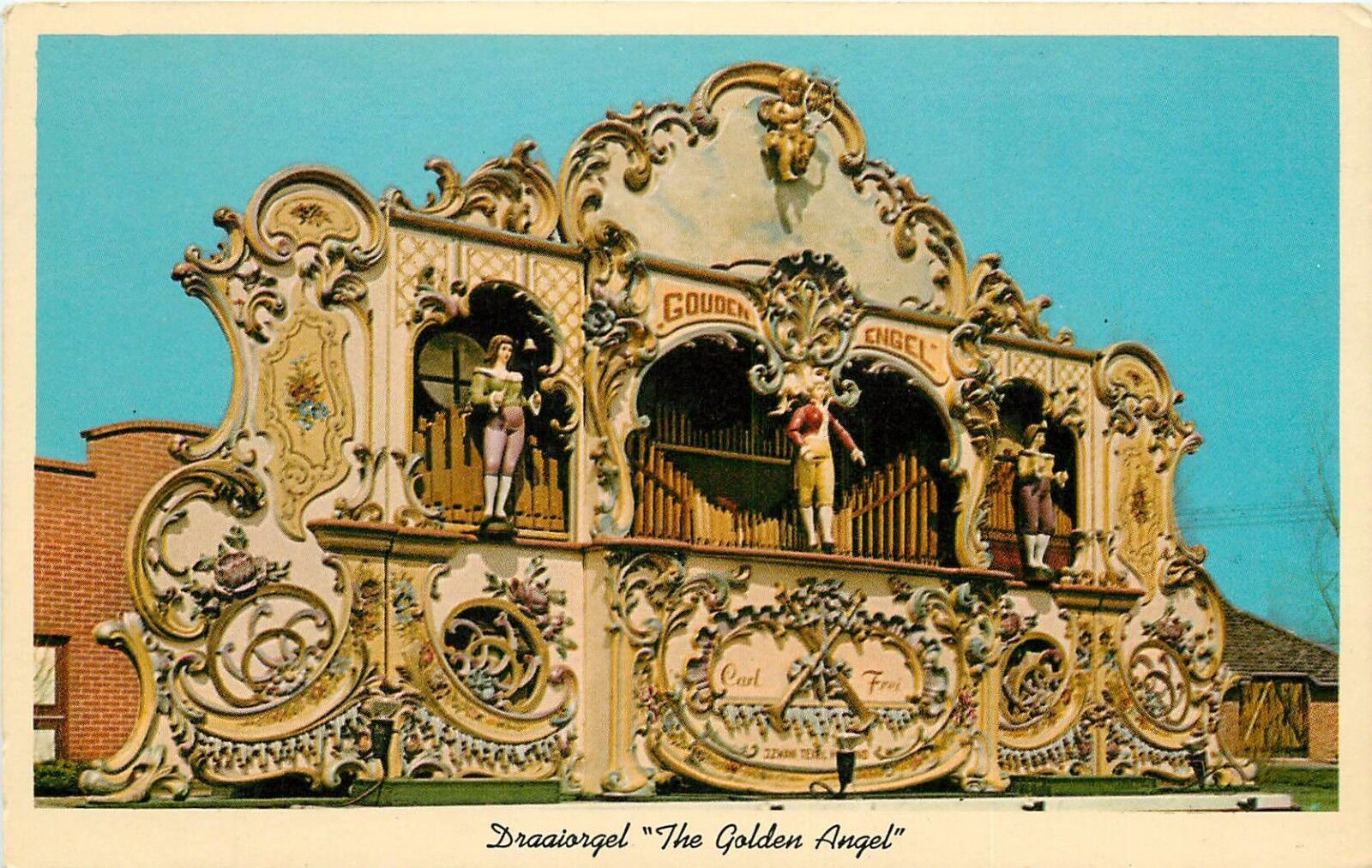Antique Amsterdam Street Organ Holland Michigan Golden Angel Draaiorgel Postcard