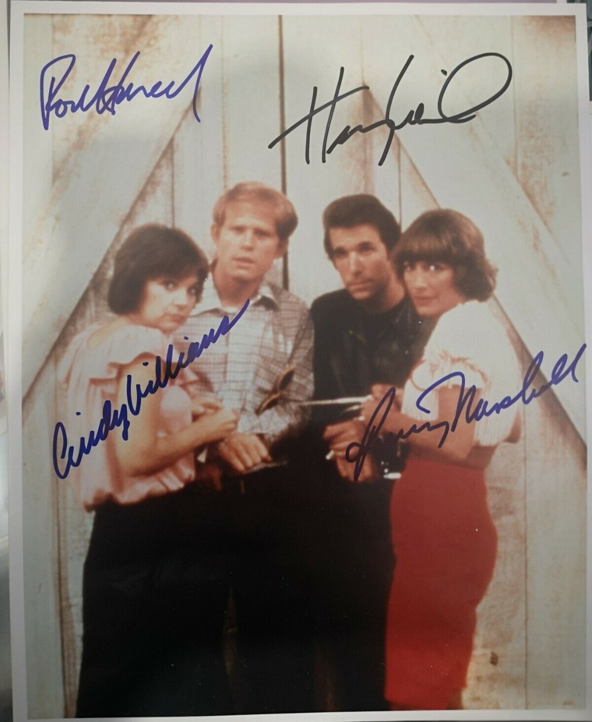 Ron Howard Henry Winkler Cindy Williams Happy Days Signed Photo signed by 4