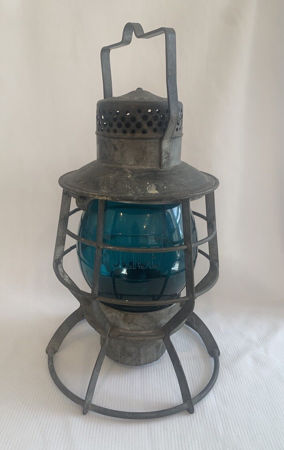 Antique Dressel Arlington  NJ POLICE Blue Globe Lantern