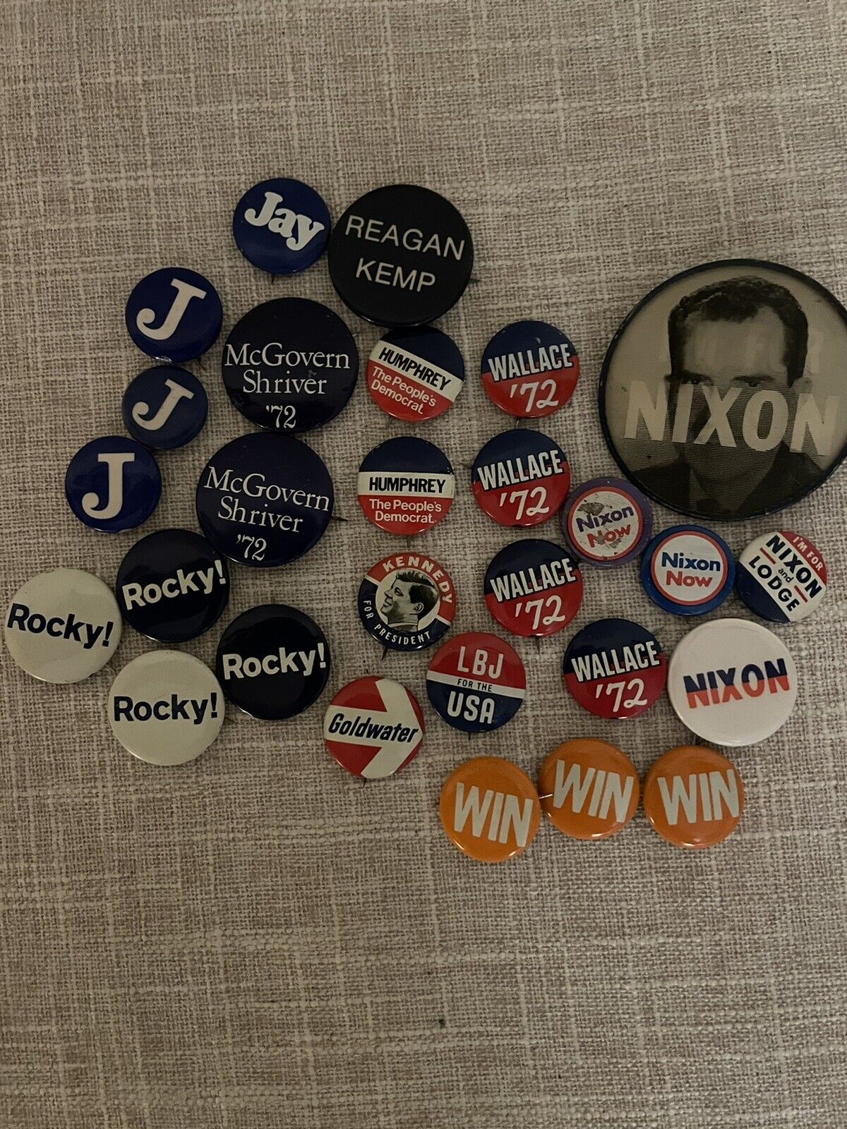 60-70’s Nixon/Kennedy/LBJ/Goldwater/Humphrey/Goldwater/Wallace Campaign Pins