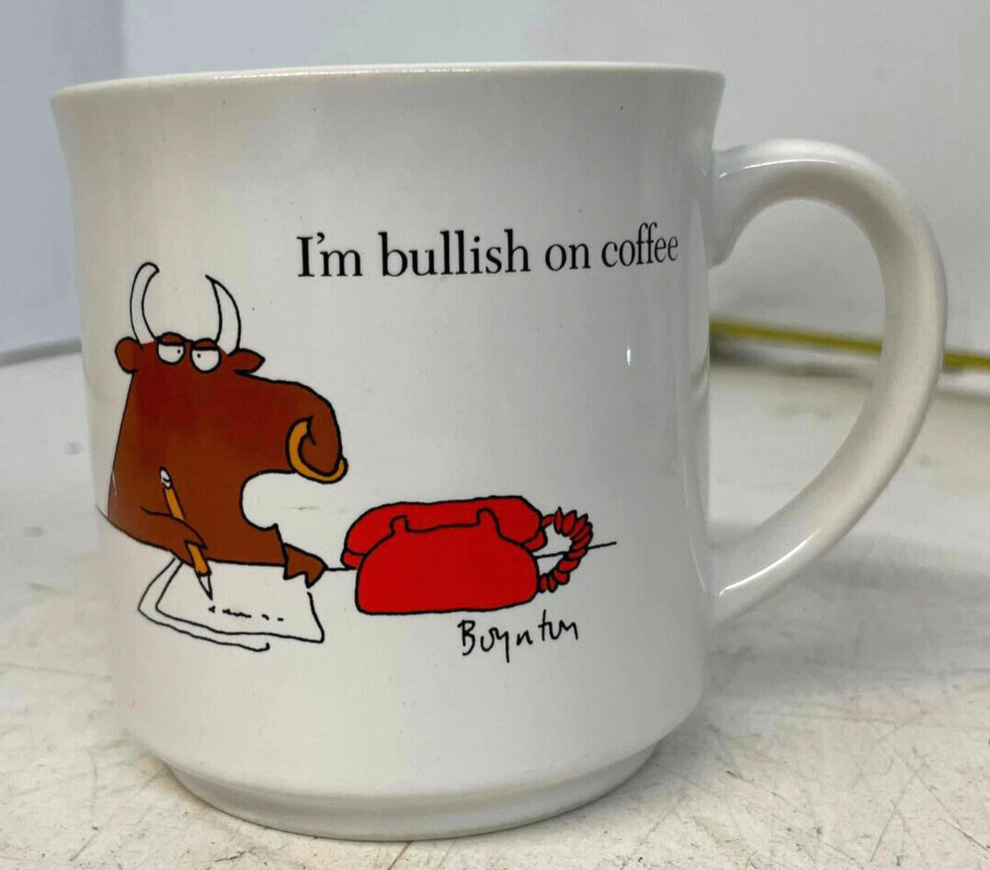 Vintage Boynton Stock Market Humor I\'m Bullish on Coffee Mug Buy Low Stay High