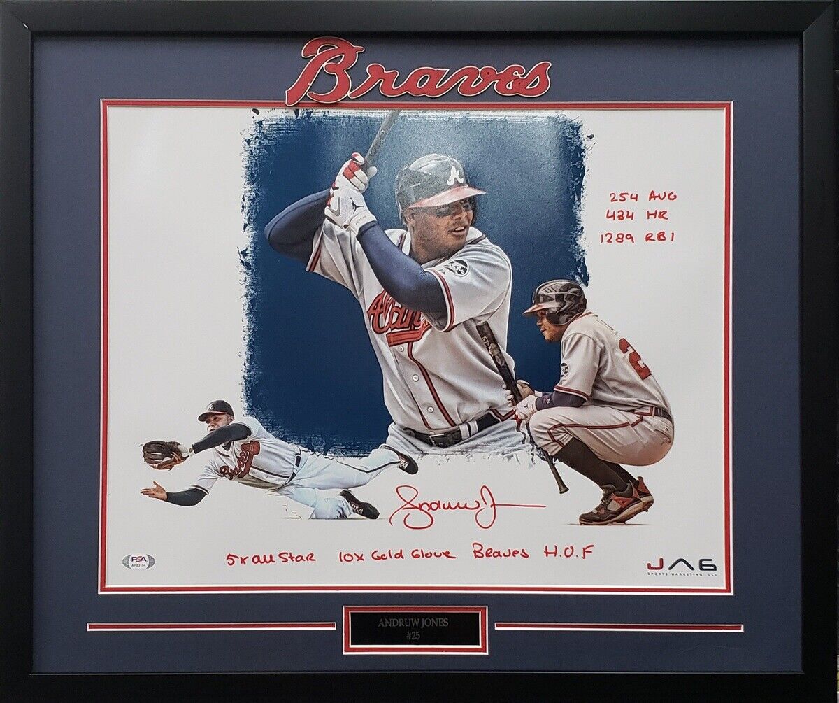 Andruw Jones autographed signed inscribed 16x20 framed MLB Atlanta Braves PSA