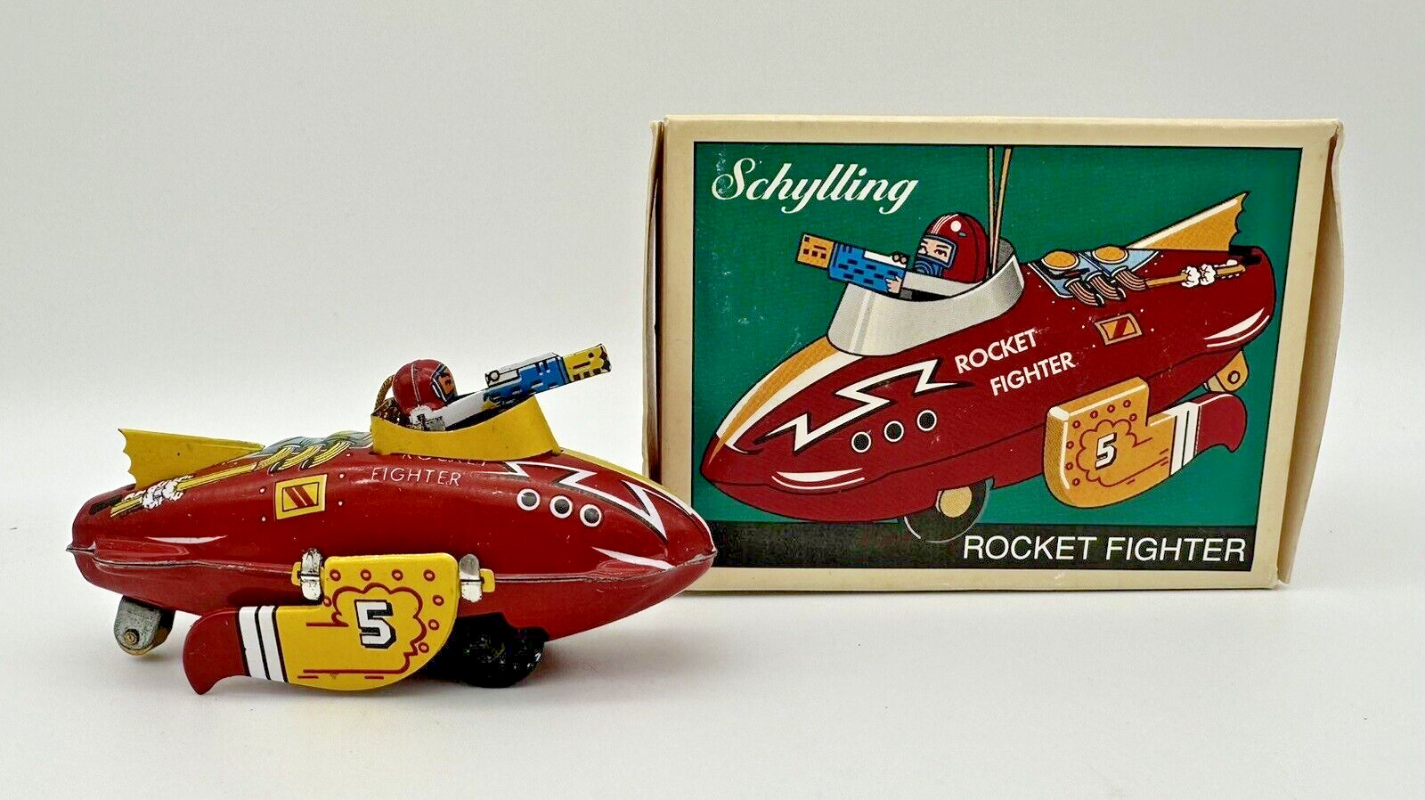 Schylling Miniature Tin Collector Series Ornament ROCKET FIGHTER - 1997 - IOB