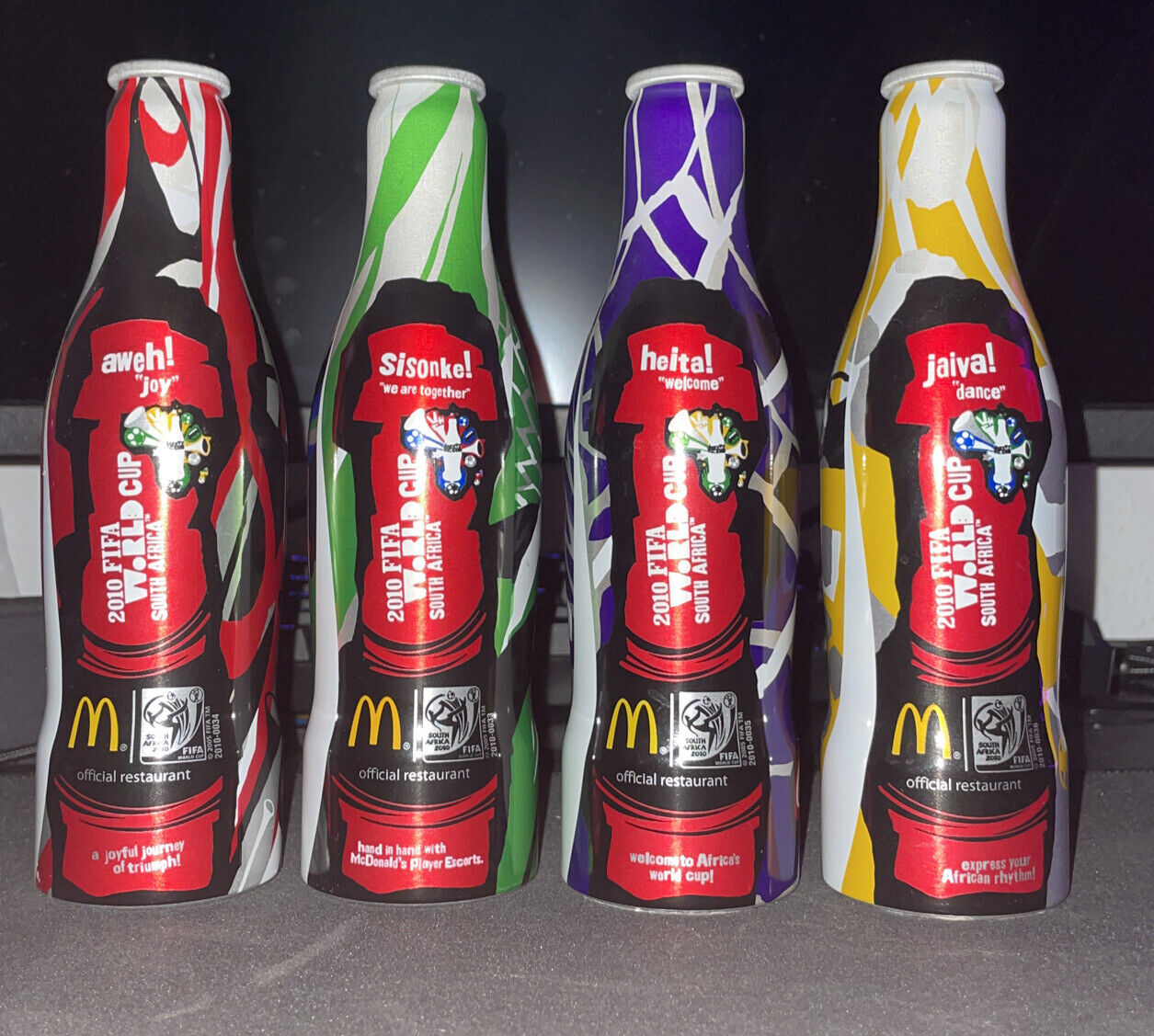 Coca-Cola & McDonald’s 2010 FIFA WORLD CUP SOUTH AFRICA All 4 Collectible Bottle