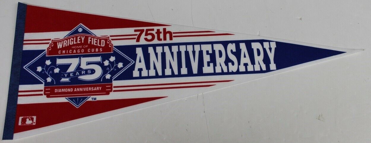 1989 Chicago Cubs Wrigley Field 75th Anniversary Pennant 30x11 Inches NMT 63815