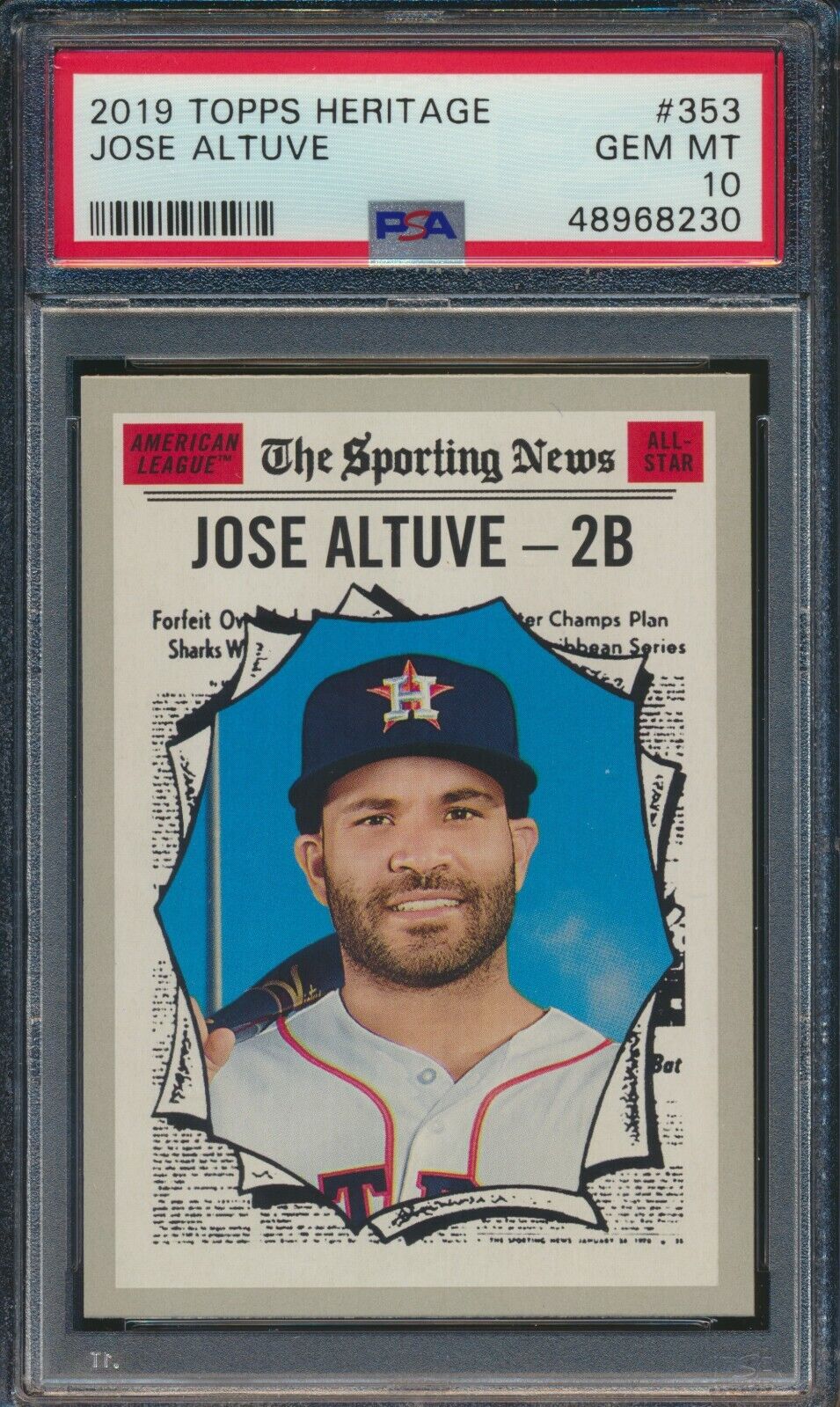 2019 Topps Heritage Jose Altuve Houston Astros #353 PSA 10 GEM MT