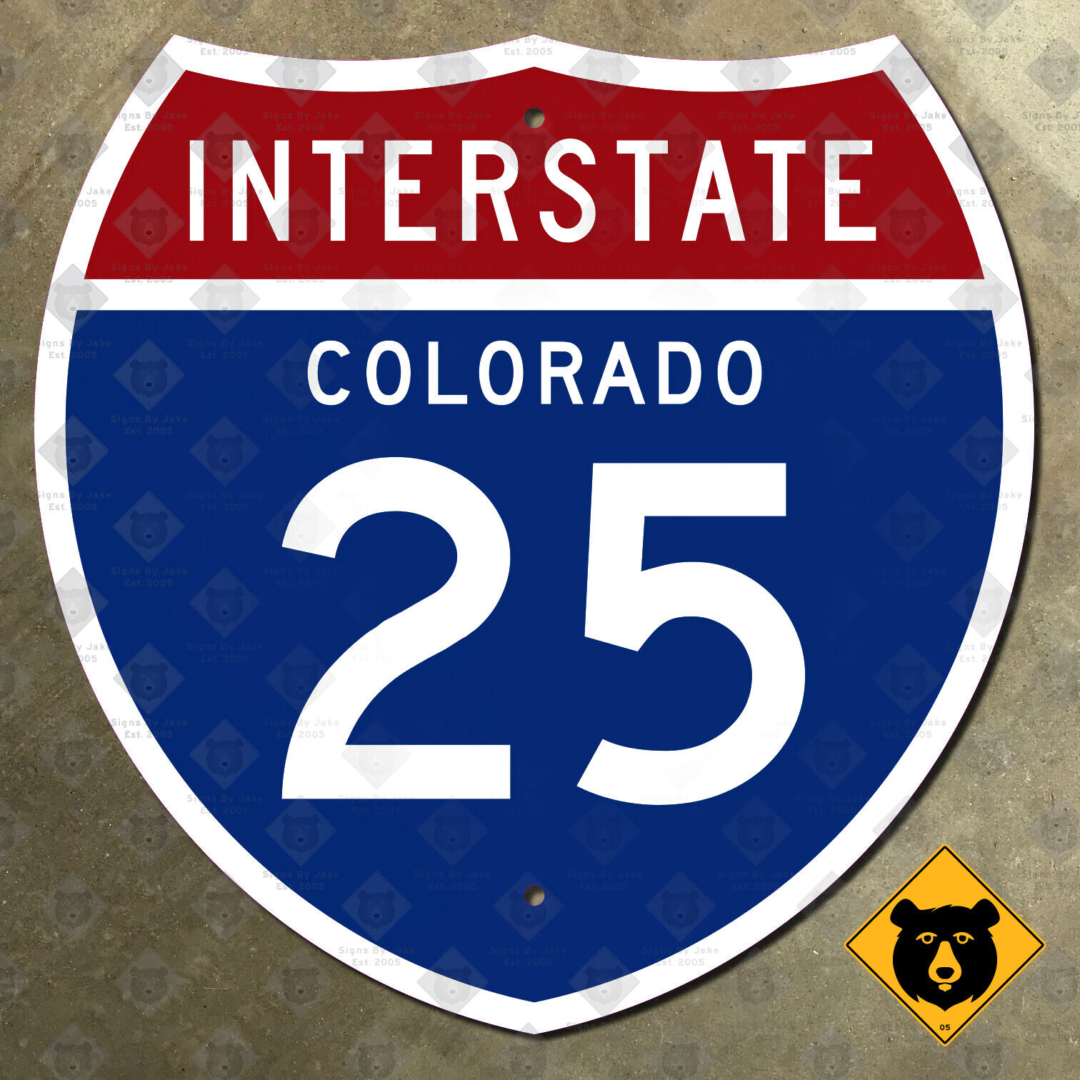 Colorado Interstate 25 highway route sign 1957 Springs Denver 18x18