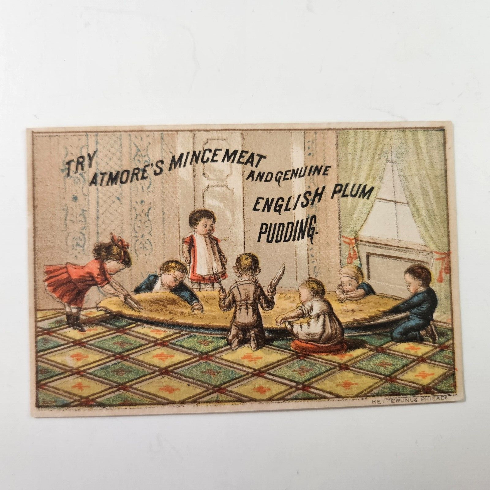 Late 1800\'s Atmore\'s Mince Meat & English Plum Pudding Trade Card $2.00 Ship NR