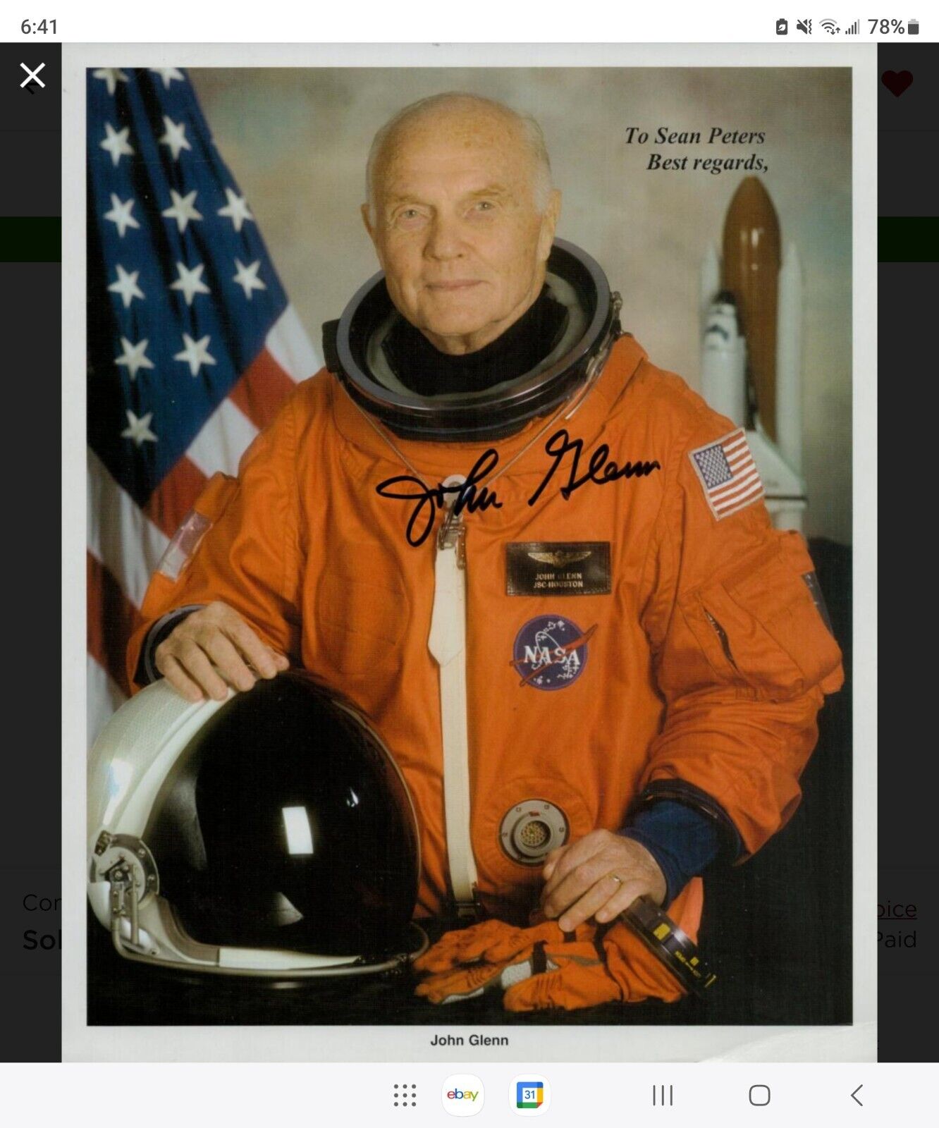 SIGNED John Glenn USA NASA Astronaut Senator Autographed 8x10 Color Photo w COA 
