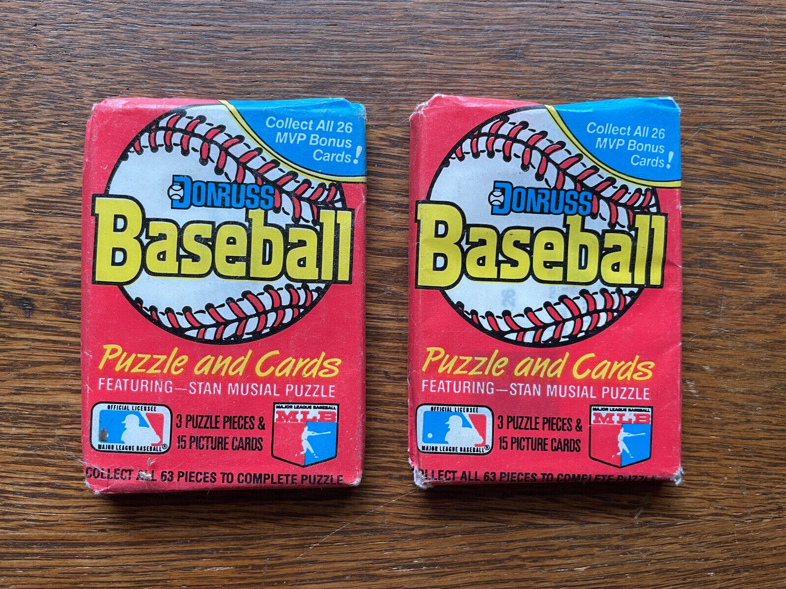 2 UNOPENED WAX PACKS OF 1988 DONRUSS MAJOR LEAGUE BASEBALL PUZZLE & CARDS MUSIAL