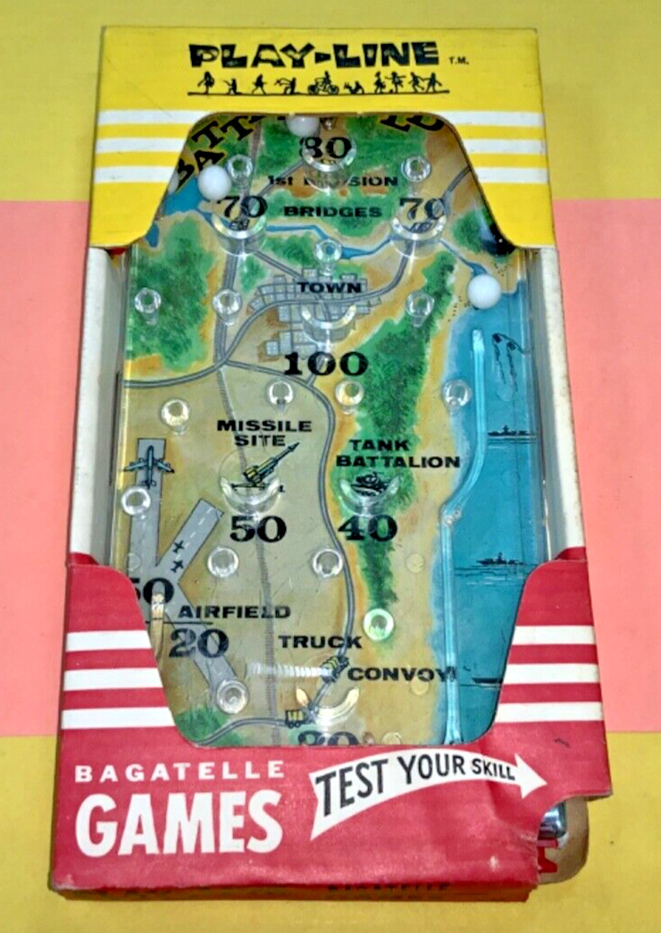 Vintage MARX Battle Field Play-Line Action Game Bagatelle Pinball - AS IS
