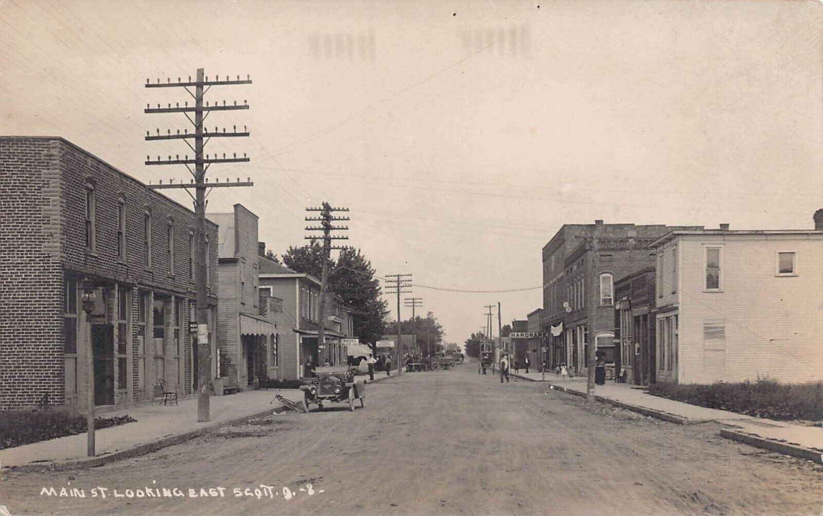 RPPC Scott OH Ohio Paulding Van Wert County Main Street Photo Vtg Postcard W9
