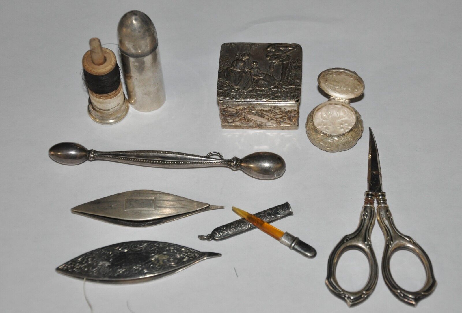 Antique Sterling Silver Sewing Items in VG Condition