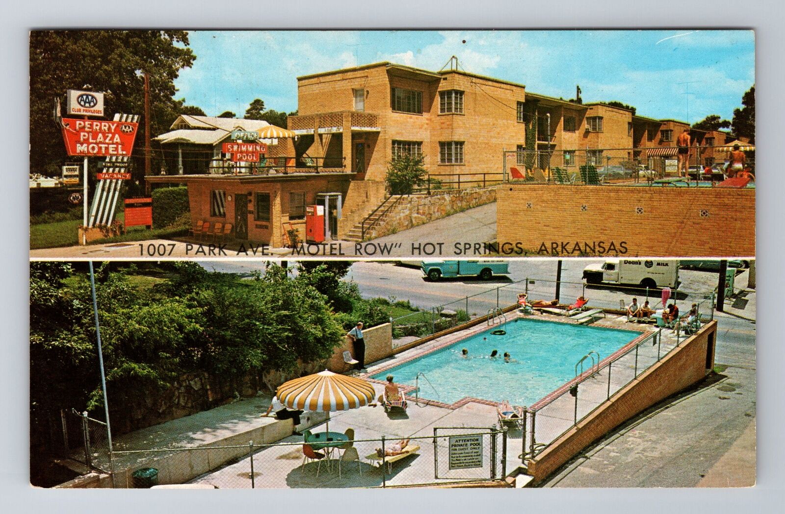 Hot Springs AR-Arkansas, Perry Plaza Motel, Advertising, Vintage Postcard