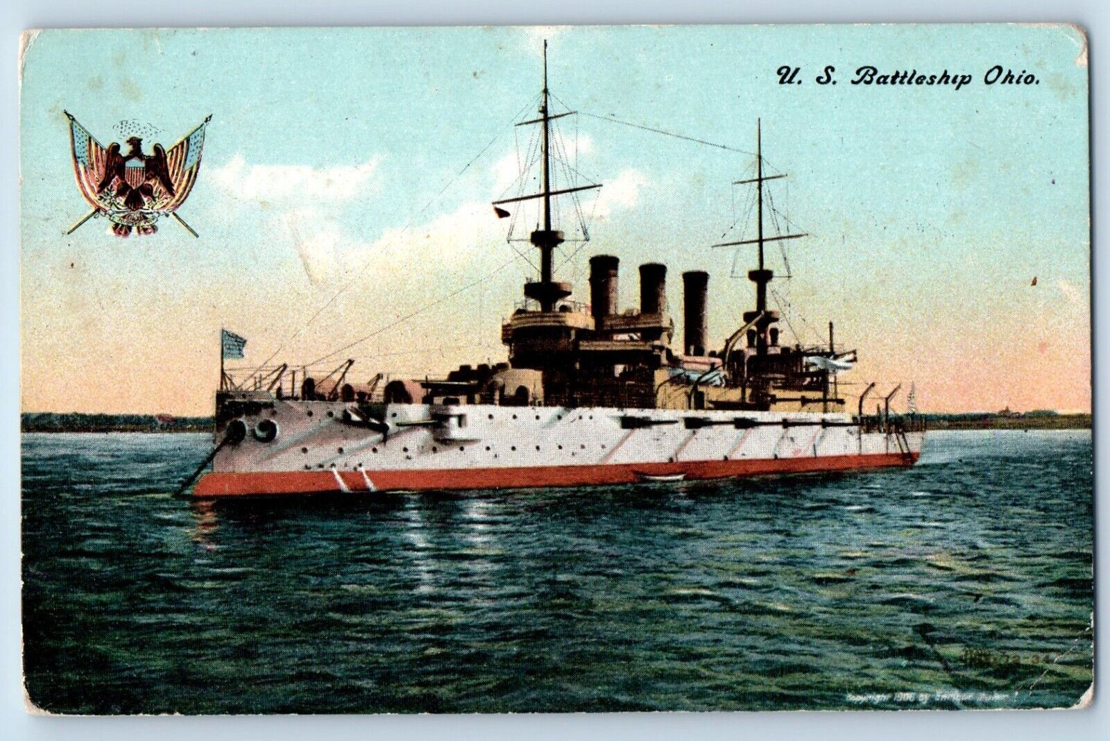 Seaside Oregon OR Postcard US Battleship Ohio US Navy Ship 1910 Posted Antique