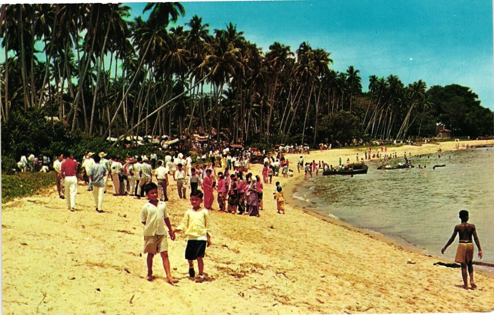 Seaside Malacca Gathering Of Malay Un-Posted C1950 Vintage Postcard