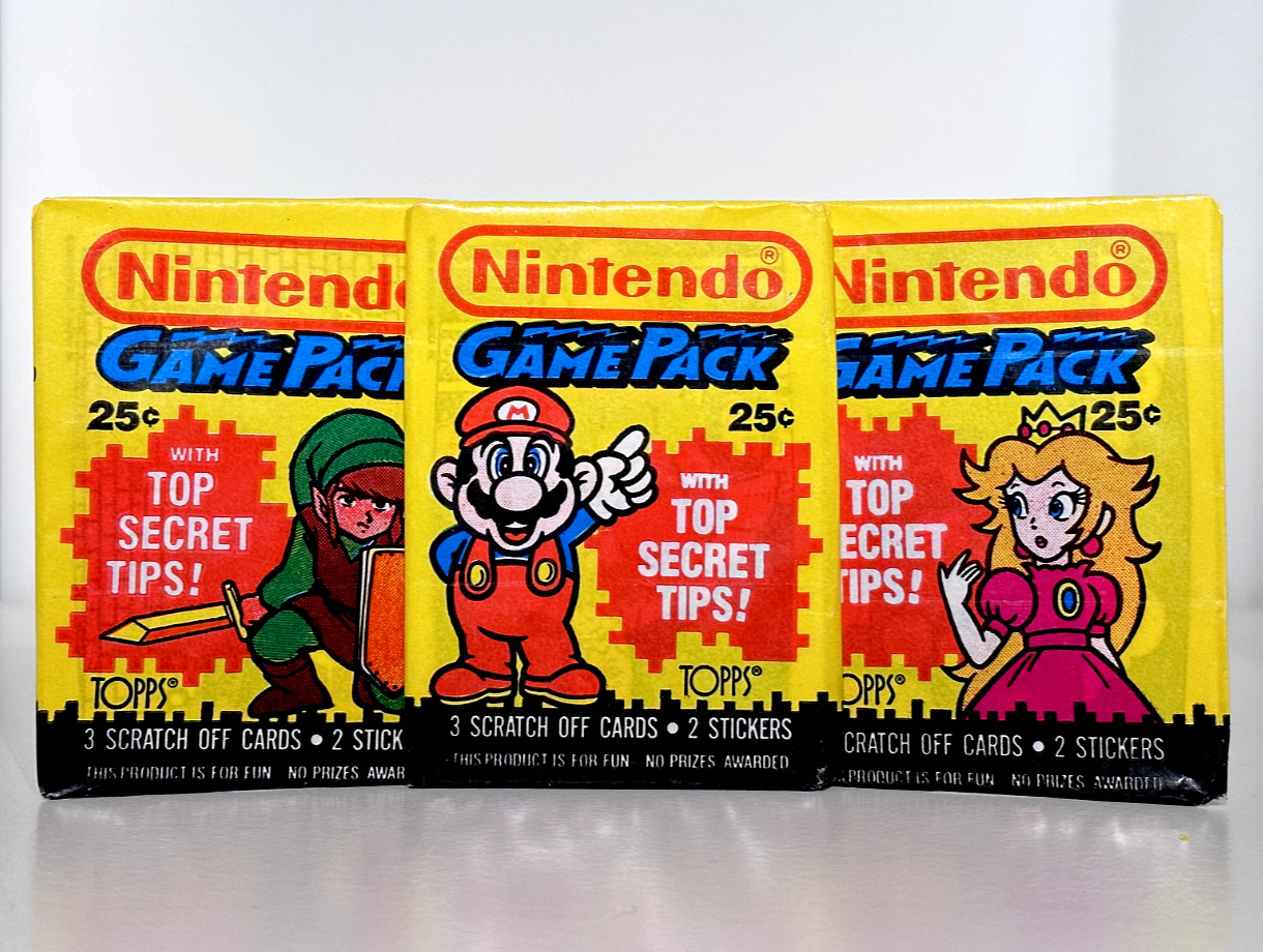 1989 Topps Nintendo Gamepack Sealed Trading Card Pack - 3 cards, 2 Stickers