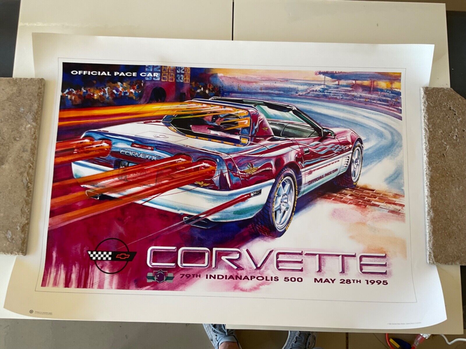 Official Chevrolet Dealer Issued 1995 Corvette Indy Pace Car Poster