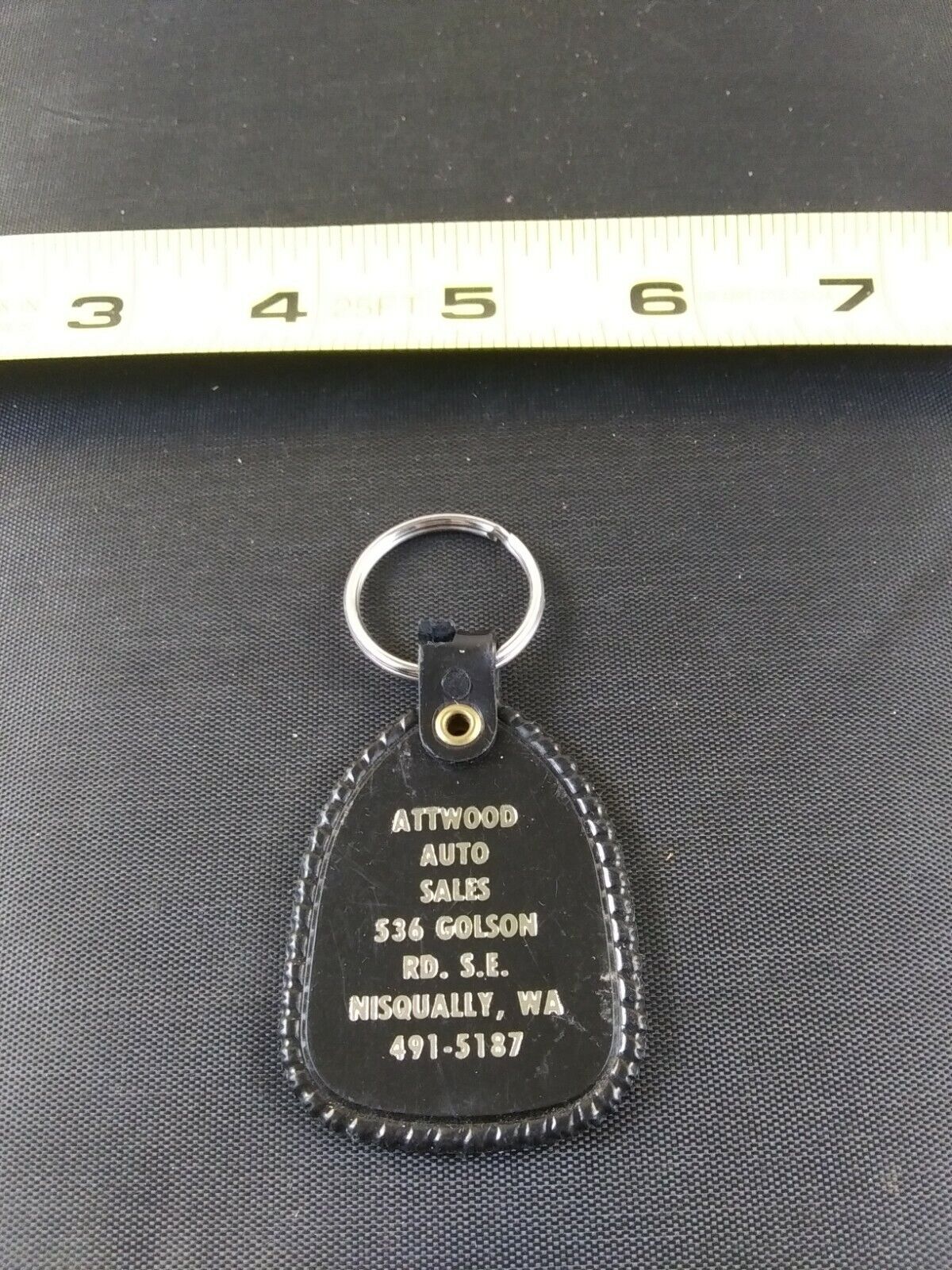 Vintage Attwood Auto Sales Keychain Key Ring Chain Style Hangtag Fob *EE57