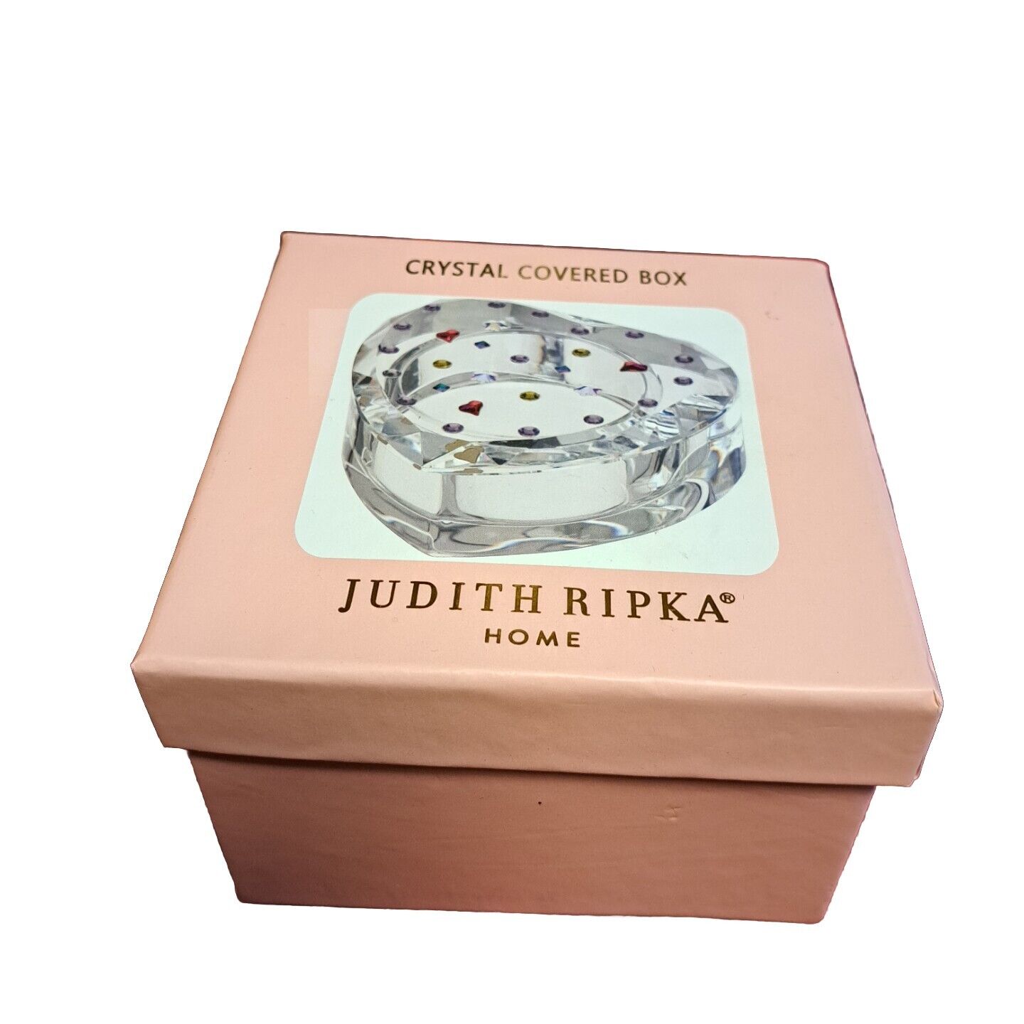 NEW Judith Ripka Signed Home Jewels Heart Crystal Rhinestone Trinket Box 