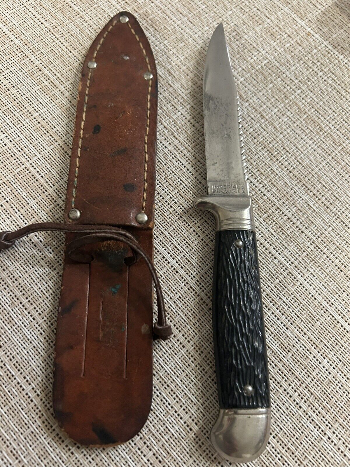 Imperial knife & sheath - vintage fixed blade - Made In Providence Rhode Island